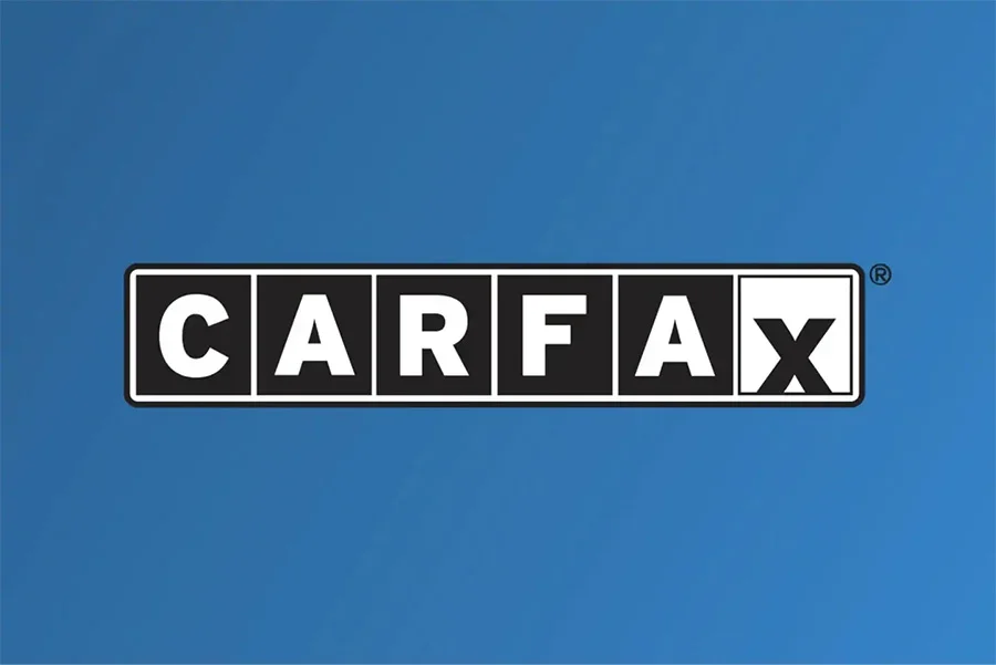 image of a CarFax logo with a blue background